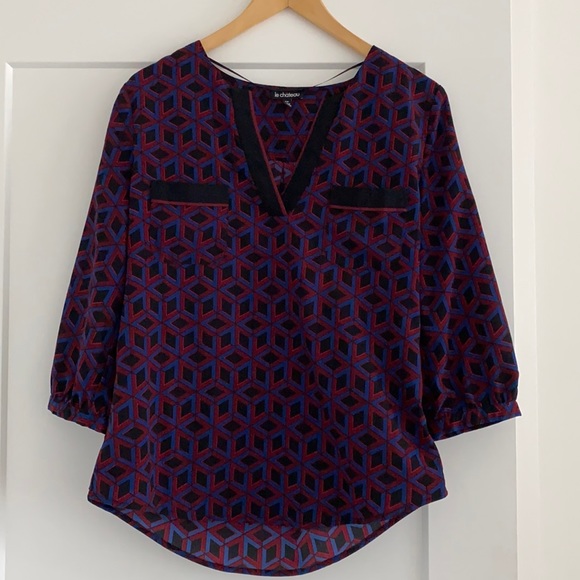 Le Chateau Geometric Print Blouse - Picture 1 of 3